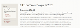 CIFE Summer Program 2020
