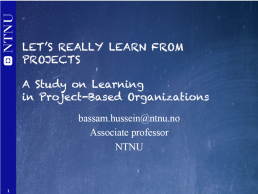 slide om læring fra prosjekter av Bassam Hussain